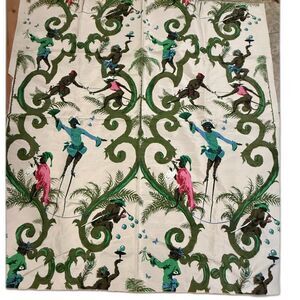 Vintage RARE F Schumacher Singeries Handprinted Monkey Masquerade Toile Fabric